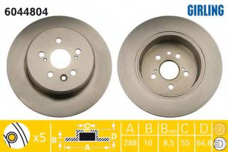   . TOYOTA Avensis 1, 6-2, 0L 97-03 (286x10mm) 6044804 GIRLING