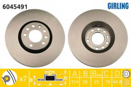   OPEL VECTRA 2.8-3.2 02-/SAAB 9.3 1.8-2.8 02- . .D=314 6045491 GIRLING