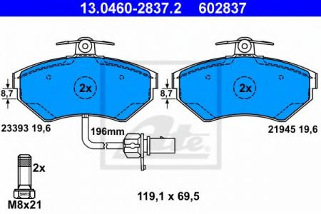    , AUDI: A4 1.6/1.8/1.8 quattro/1.9 TDI 94-01, A4 1.6/1.8 T/1.8 T quattro/1.9 TDI/1.9 TDI quattro/2.0/2.0 FSI/2.4/2.5 TDI/2.5 TDI quattro/3.0/3 13.0460-2837.2 ATE