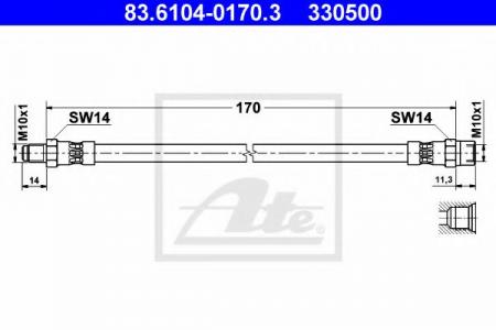   VW T4 2.0-2.8/1.9D/2.4D/2.5TDI  L=170mm 83.6104-0170.3 ATE