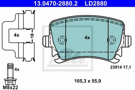  AUDI A3 2.0T/2.0TDI 03-  (CERAMIC) 13.0470-2880.2 ATE