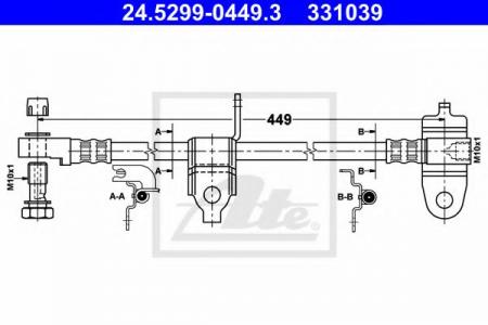   FRD TRANSIT 2.0DI/TDCI/2.4TDCI/2.3 16V 00-06  L L=449mm 24.5299-0449.3 ATE