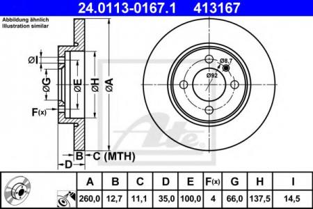   BMW E30 1.6/1.8/2.4D 82-93     ABS 260X13 24.0113-0167.1