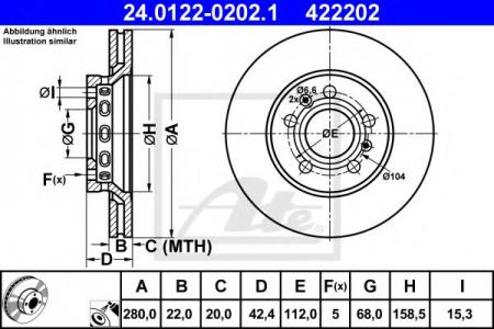   AUDI A8/VW PHAETON 3.0-6.0/3.0-4.0TDI 02-   280X22 24.0122-0202.1 ATE