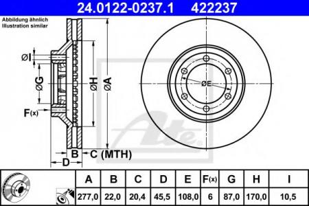   , HY: GALLOPER II 2.5 TCi D/2.5 TD/2.5 TD intercooler/2.6 TD 4WD/3.0 V6 98-03  MITSUBISHI: GALLOPER 2.5 TD/2.5 TD intercooler/3.0 V6 98- 24.0122-0237.1 ATE
