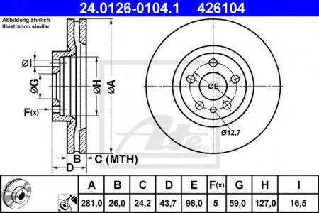   CIT EVASION/JUMPY/FIAT SCUDO/ULYSSE/PGT 306 1,9D/806/EXPERT   281X26 24012601041