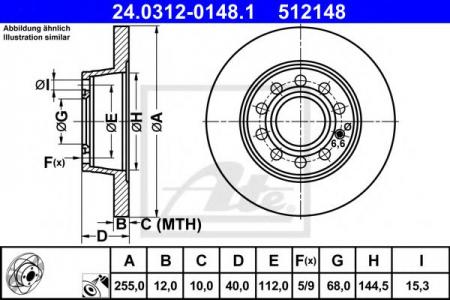  ..AUDI A4 1.6-3.0L   2001=>   (POWER DISC) 24.0312-0148.1 ATE