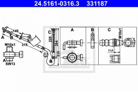   CIT C6 05-/PGT 407 04-  R (L=310mm) 24.5161-0316.3 ATE