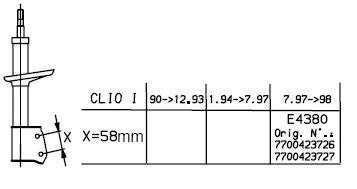   RENAULT Clio I (x=58mm) 97-98 E4380 MONROE