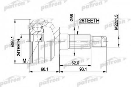   - [A:26, B:24, D:86.1] MAZDA: 323F 94- PCV3025