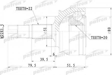   22x51x20 FIAT: BRAVO 1.2 98-, LANCIA Y (840A) 1.2 16V 97-03 PCV1073 Patron