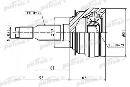   33X52X29 CHEVROLET LACETTI/OPTRA (J200) 03-08 PCV1095