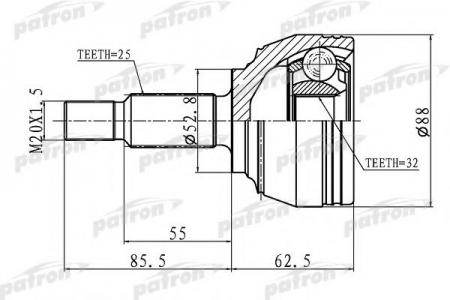   25X52.8X32 RENAULT CLIO II (BB0/1/2 , CB0/1/2 ), CLIO III (BR0/1 , CR0/1 ), MODUS (F/JP0 ) 05- PCV1650