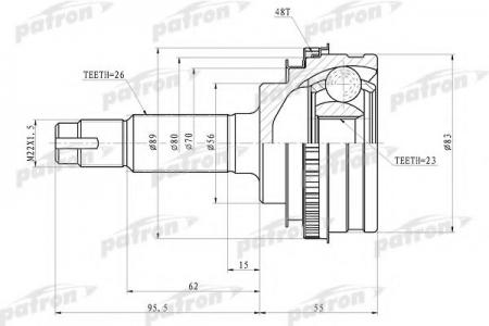     ABS 23X56X26 ABS:48T TOYOTA COROLLA AE100/EE100/CE100 91-97 PCV4006