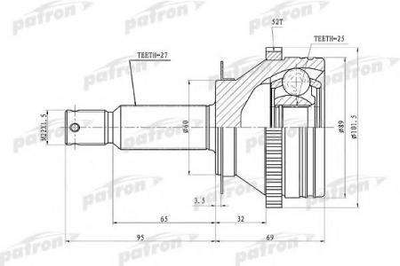     ABS  27X58.8X25 ABS:52T HY SANTA FE (BB) 00-06 PCV1350