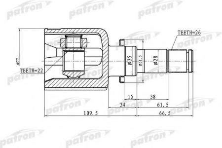    26X35X22 MAZDA 3 BK 01.07.2007- AT PCV1363