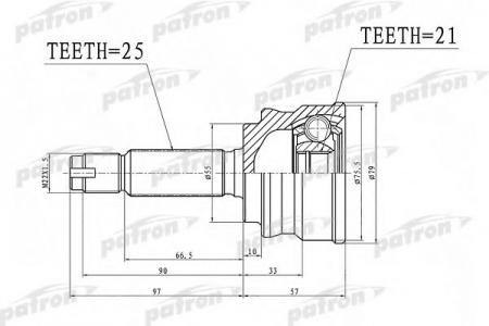   25X55X21 MITSUBISHI COLT Z21A/Z22A/Z23A/Z24A/Z25A/Z26A/Z27A/Z28A 02- PCV1386