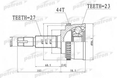     ABS 27X56X23 ABS:44T NISSAN PRIMERA P12 01-07 PCV1415