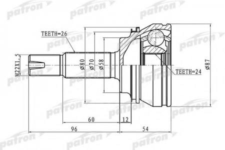   24X58X26 TOYOTA COROLLA CE120/NZE120 00-06 PCV1441