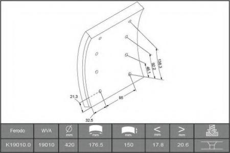 FERODO CV LININGS AXLE SETS K19010.0-F3658