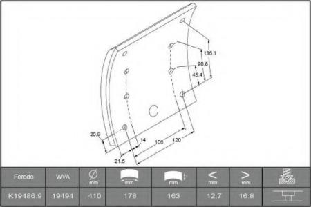 FERODO CV LININGS AXLE SETS K19486.0-F3664