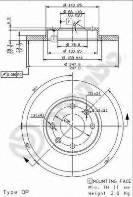    PEUGEOT: 206 SW 02-, 206  98-, 306 94-01, 306  93-01 08960614 Brembo