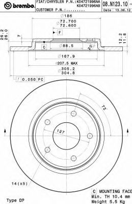   Brembo Painted Disc 08.N123.11 08N12311 Brembo