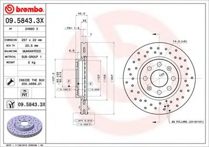 09.5843.3X     XTRA FIAT GRANDE PUNTO 1.2 / 1.4 / 1.3D 05> 09.5843.3X