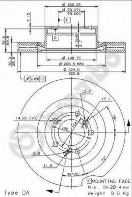   BMW 5 E39 535-540/7 E38 740/8 E31 840-850  D=324. 09.6948.11