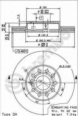    AUDI: A3 03-, A3 Sportback 04-,  SEAT: ALTEA 04-, TOLEDO III 04-,  SKODA: OCTAVIA 04-, OCTAVIA Combi 04-,  VW: CADDY III  04-, CA 09.9145.14 Brembo