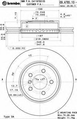   . Fr BMW 5(F18) 09.A785.11 Brembo