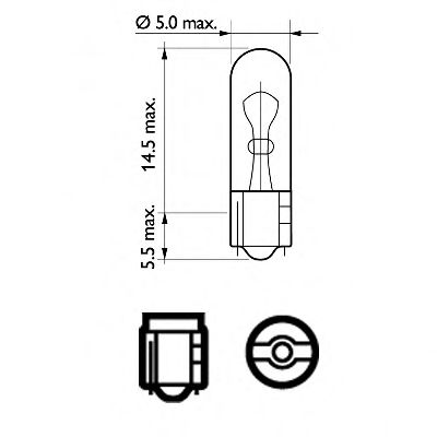   10   W2W 12V 2W W2X4,6D T5 12505CP PHILIPS