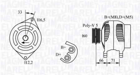  14V 85A  FIAT BRAVA/BRAVO/MAREA 1.6 10/95->; LANCIA DELTA II 1.6 1/96-8/99; 063321328010