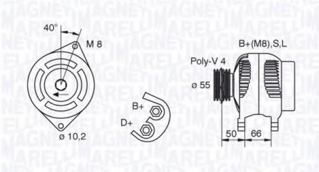  14V 75A  FIAT BRAVA/BRAVO/MAREA 1.6 10/95->; LANCIA DELTA II 1.6 1/96-8/99; 063321607010